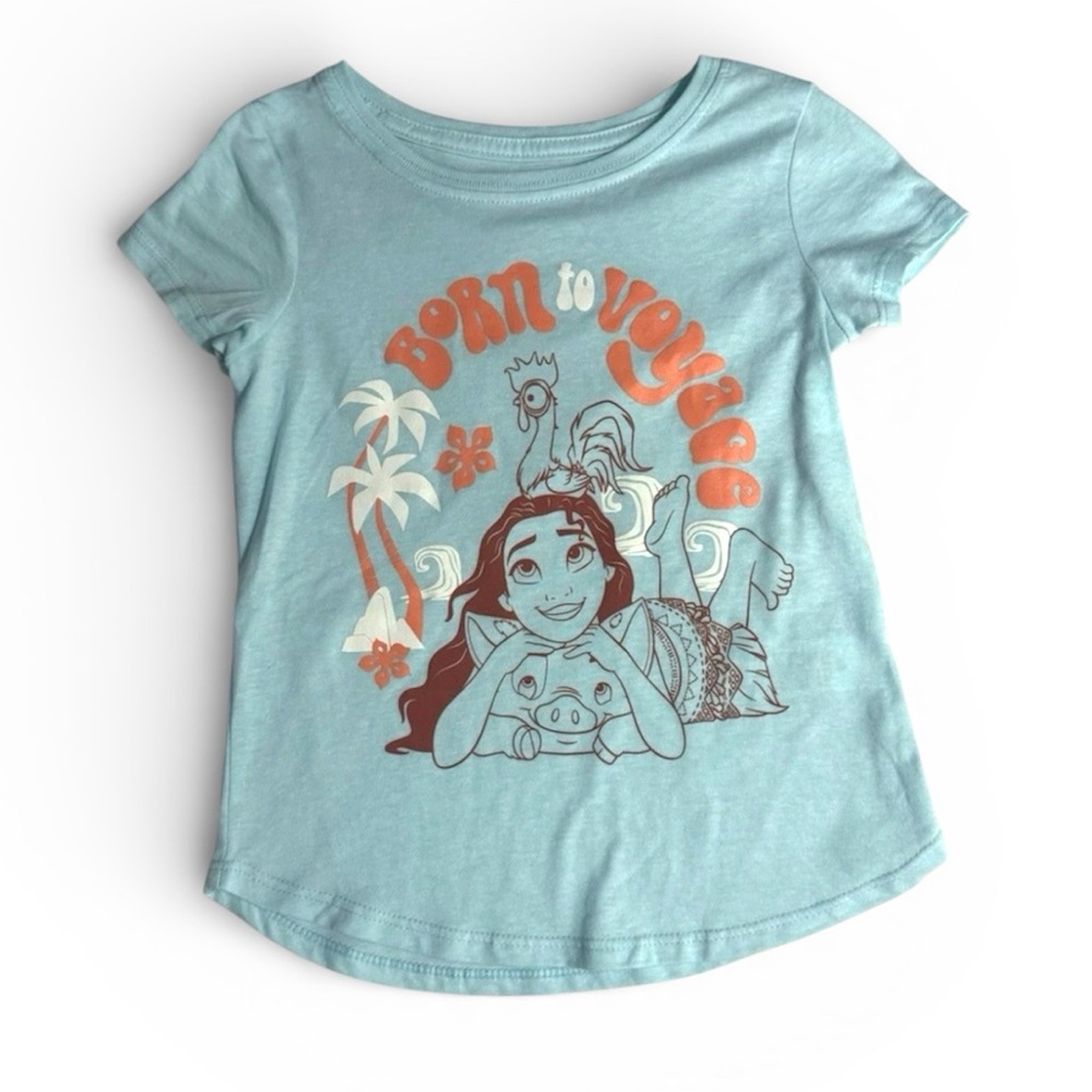 Hybrid Apparel Light Blue Moana Graphic Tee with Coral Accents